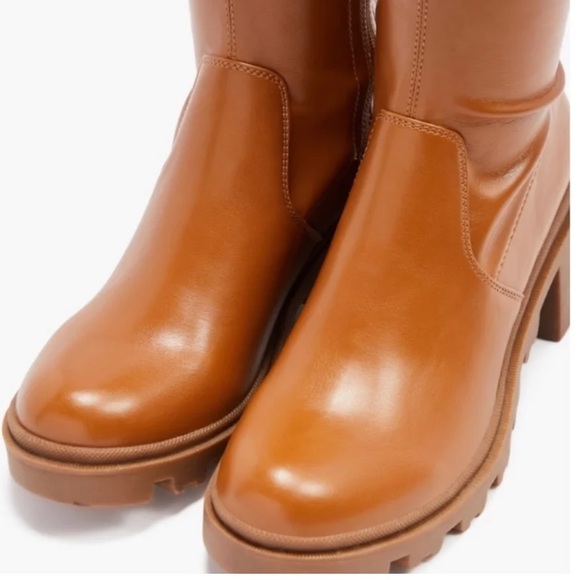 Jordane Lug Sole Over The Knee Camel Boots - Picture 3 of 5